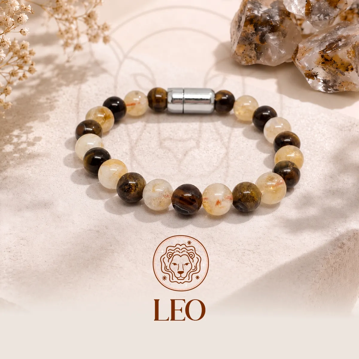 Leo Crystal Bracelet with FREE Raw Selenite Charging Plate